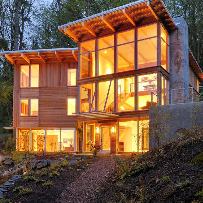 Modern house in woods