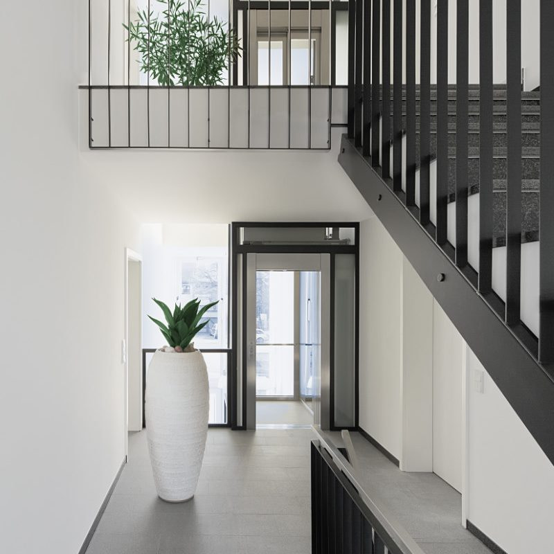 Staircase and hallway in modern house